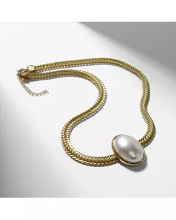 Колье «Жемчужина» овал, цвет белый в золоте, 40 см арт. СМЛ-239456-1-СМЛ0010470646