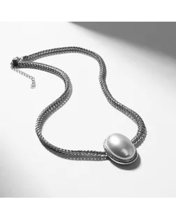 Колье «Жемчужина» овал, цвет белый в серебре, 40 см арт. СМЛ-239456-2-СМЛ0010470647