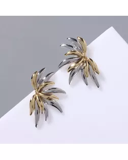 Серьги металл «Стиль» пальма, цвет серебряно-золотой арт. СМЛ-239518-1-СМЛ0010470694