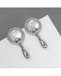 Серьги с жемчугом «Капли» буря, цвет серебро арт. СМЛ-239525-2-СМЛ0010470709