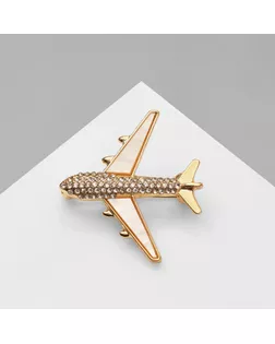 Брошь «Самолёт», цвет белый в золоте арт. СМЛ-239674-2-СМЛ0010471833