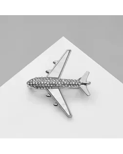 Брошь «Самолет», цвет белый в серебре арт. СМЛ-239674-1-СМЛ0010471834