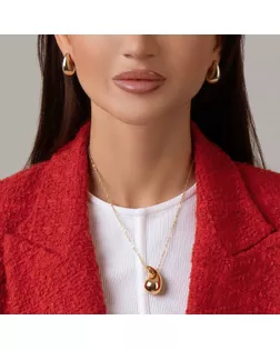 Гарнитур 2 предмета: кулон, серьги «Капля», цвет золото, 40 см арт. СМЛ-239913-1-СМЛ0010478907