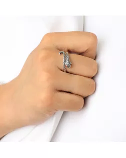 Кольцо «Змея» завиток, цвет красный в серебре, безразмерное арт. СМЛ-271227-1-СМЛ0010484387