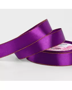 Лента атласная «Золотые нити», 25 мм × 23 ± 1 м, цвет фиолетовый №35 арт. СМЛ-240268-3-СМЛ0010507976