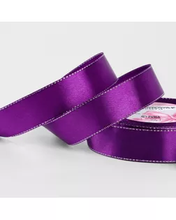 Лента атласная «Серебряные нити», 25 мм × 23 ± 1 м, цвет фиолетовый №35 арт. СМЛ-240269-3-СМЛ0010507982