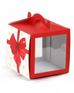 Коробка кондитерская с окном, сундук, «Бант», 20 х 20 х 20 см арт. СМЛ-240344-1-СМЛ0010508375