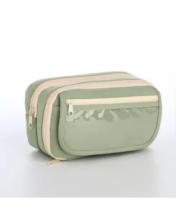 Косметичка, 2 отдела на молниях, 2 наружных кармана, цвет зелёный арт. СМЛ-240410-4-СМЛ0010514884
