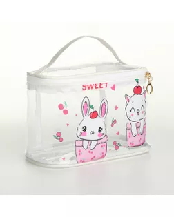 Косметичка на молнии, с ручкой, цвет белый арт. СМЛ-240475-1-СМЛ0010518145