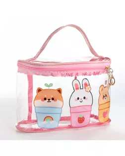 Косметичка на молнии, с ручкой, цвет розовый арт. СМЛ-240478-1-СМЛ0010518148