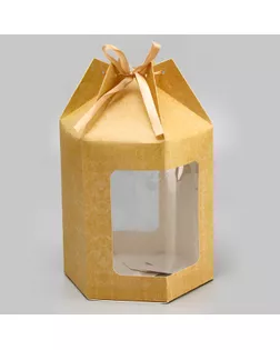 Складная коробка с окном,крафт 18 х 15,5 х 18 см арт. СМЛ-240597-1-СМЛ0010524013