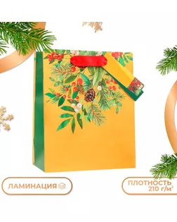 Пакет подарочный "Новогодний букет", люкс, 18 х 22,3 х 10 см. арт. СМЛ-241230-1-СМЛ0010544236