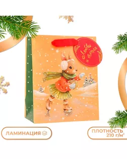Пакет подарочный "Зайка на льду", 18 х 22,3 х 10 см. арт. СМЛ-241236-1-СМЛ0010544243
