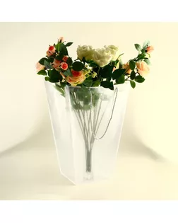 Сумка для цветов прозрачная с каймой, влагостойкая, 47х34х19 см арт. СМЛ-241313-1-СМЛ0010546577