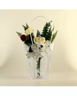 Сумка для цветов прозрачная, "Горошек", влагостойкая, 26х24х12 см арт. СМЛ-241314-1-СМЛ0010546578