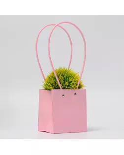 Сумка для цветов, квадратная, розовая, влагостойкая, 13х12х12 см арт. СМЛ-241319-1-СМЛ0010546584