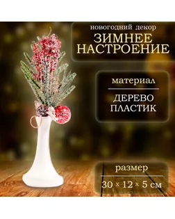 Декор «Зимнее настроение», веточка, 30 × 12 × 5 см арт. СМЛ-241497-3-СМЛ0010553987