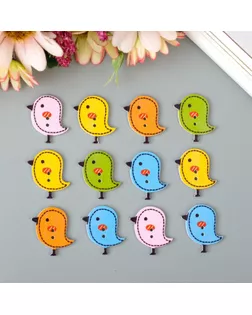 Набор пуговиц декоративных дерево "Птички" (набор 12 шт) 2,6х2,4 см арт. СМЛ-241554-1-СМЛ0001056525