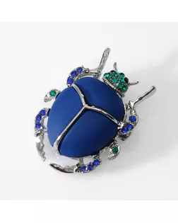 Брошь «Жук» скарабей, цвет матово-синий в серебре арт. СМЛ-265323-1-СМЛ0010566252