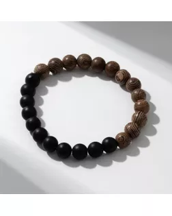 Браслет шар №8 «Аметист», цвет чёрно-коричневый арт. СМЛ-241572-1-СМЛ0010566261