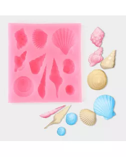 Молд «Ракушки», силикон, 7,7×7×1,5 см, цвет розовый арт. СМЛ-241578-1-СМЛ0001057096