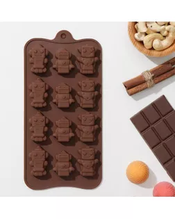 Форма для шоколада Доляна «Роботы», силикон, 21×11×1,5 см, 12 ячеек арт. СМЛ-242105-1-СМЛ0001063396