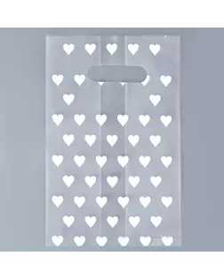 Пакет полиэтиленовый квадратный с вырубной ручкой, упаковка, "Сердечки", 15х25+6см ± 5% 60 мкм арт. СМЛ-242288-1-СМЛ0010638989