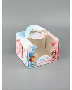 Упаковка для кондитерских изделий, под бенто-торт  «В ожидании чуда» 16 х 16 х 12,5 см арт. СМЛ-271569-1-СМЛ0010643376