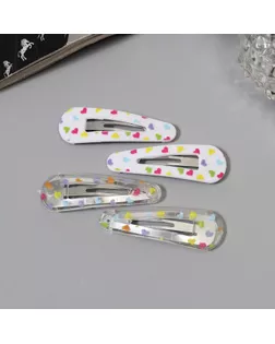 Невидимка для волос "Глория" (набор 4 шт) сердца, 5 см арт. СМЛ-268324-1-СМЛ0010691389