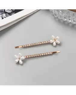 Невидимка для волос «Глория» (набор 2 шт) цветок, 6 см, золото арт. СМЛ-243182-1-СМЛ0010691538