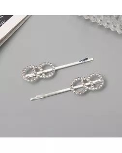 Невидимка для волос «Хайди» (набор 2 шт) круги, 6 см, серебро арт. СМЛ-243184-1-СМЛ0010691541