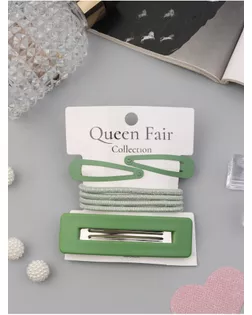 Набор для волос "Элери" (4 резинки 6,5см, автомат 8см, 2 невидимки 4,5см) зелёный арт. СМЛ-269936-1-СМЛ0010691575