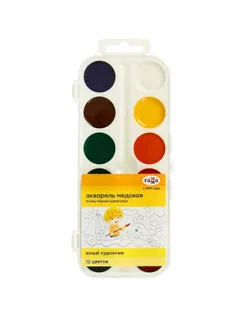 Акварель 12 цветов «Гамма» «Юный художник», медовая, без кисти, пластик арт. СМЛ-187872-1-СМЛ0001071277