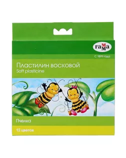 Пластилин мягкий (восковой) 12 цветов 180 г, «Гамма» «Пчелка» арт. СМЛ-206615-1-СМЛ0001071330