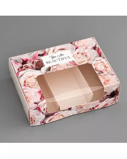 Коробка складная, под 3 эклера, кондитерская упаковка "Ты прекрасна", 20 х 15 х 6 см арт. СМЛ-243903-1-СМЛ0010719096