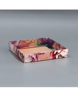 Коробка сборная с PVC крышкой, "Подарок для тебя", 16 х 16 х 3 см. Кондитерская упаковка арт. СМЛ-243915-1-СМЛ0010719109