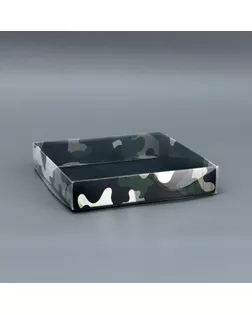 Коробка сборная с PVC крышкой, "23 Февраля", 16 х 16 х 3 см. Кондитерская упаковка арт. СМЛ-243917-1-СМЛ0010719112