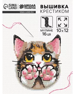 Вышивка крестиком «Милый котик», набор для творчества, 10×12 см арт. СМЛ-272286-1-СМЛ0010732309