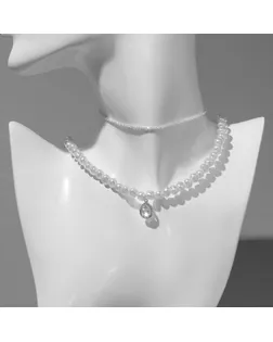 Чокер-колье многослойный «Бусина» жемчужное, цвет белый в серебре арт. СМЛ-243954-1-СМЛ0010732481