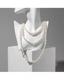 Бусы многослойные «Жемчуг», шар 4+8, цвет белый в серебре 150 см арт. СМЛ-243957-1-СМЛ0010732486