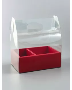 Коробка с PVC для цветов и десертов 26 х 18 х 30 см, красный арт. СМЛ-268573-1-СМЛ0010745913