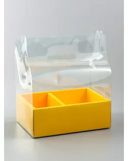 Коробка с PVC для цветов и десертов 26 х 18 х 30 см, желтый арт. СМЛ-268574-1-СМЛ0010745914