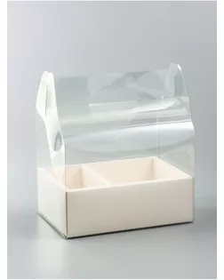 Коробка с PVC для цветов и десертов 26 х 18 х 30 см, белый арт. СМЛ-268576-1-СМЛ0010745916