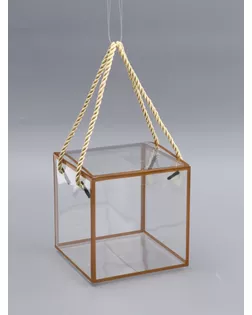 Коробка из PET с ручками, золотая, 12 х 12 х 12 см арт. СМЛ-267706-1-СМЛ0010745928