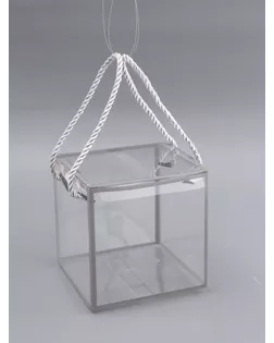 Коробка из PET с ручками, серебрянная, 12 х 12 х 12 см арт. СМЛ-267707-1-СМЛ0010745929