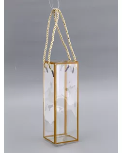 Коробка из PET с ручками, золотая, 7 х 7 х 21 см арт. СМЛ-267708-1-СМЛ0010745931