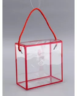 Коробка из PET с ручками, красная, 14 х 14 х 7 см арт. СМЛ-267711-1-СМЛ0010745934