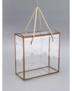 Коробка из PET с ручками, золотая, 20 х 20 х 9 см арт. СМЛ-267712-1-СМЛ0010745935