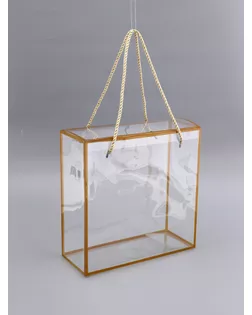 Коробка из PET с ручками, золотая, 25 х 25 х 10 см арт. СМЛ-267715-1-СМЛ0010745938