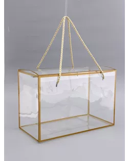 Коробка из PET с ручками, золотая, 30 х 15 х 20 см арт. СМЛ-267716-1-СМЛ0010745939